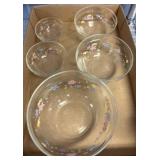 Clear Glass Nested Bowls with Floral Motif