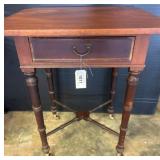 Wood Side Table with Drawer and Turned Legs