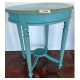 Turquoise Oval Side Table with Lower Shelf