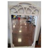 White Arched Rattan Framed Wall Mirror, 27x48