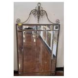Beveled Wall Mirror With Decorative Metal Frame