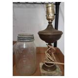 Atlas Mason Jar and Marble Base Lamp