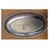 Oval Polished Metal Tray with Beaded Edge