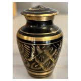 Mini Black and Gold Brass Urn with Box