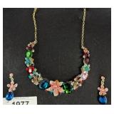 Multicolor Rhinestone Necklace and Earring Set