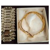 Coro Bracelet and Gold-Tone Chain Bracelet Set