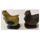 Painted Wooden Chicken Figurines