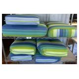 Green and Blue Striped Outdoor Cushions
