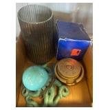 Box Lot: Ceramic Octopus, Gauge Set, and More