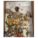 Box Lot of Mixed Costume Jewelry and Parts