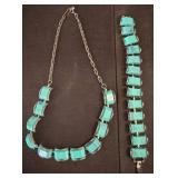 Necklace and Bracelet with Blue Insets