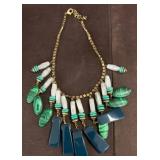 Gold-Tone Necklace With Green and Blue Accents