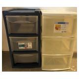 Two Plastic 3-Drawer Storage Carts
