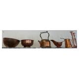 Copper Ware Including Kettle and Bowls