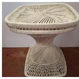 White Woven Wicker Pedestal Table