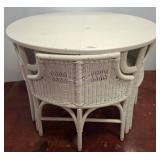 White Wicker-Style Dining Set with Four Chairs