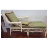 White Painted Wicker Chaise Lounge, 54 Inches