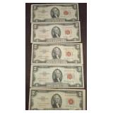 Red Seal $2 U.S. Notes, Circa 1953-1963