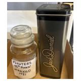 Planters Glass Jar and Jack Daniel's Tin Box