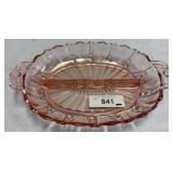 Pink Depression Glass Divided Relish Dish