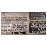 4 Metal Wall Signs with Humorous Sayings