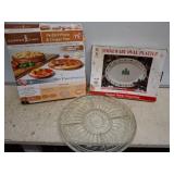 Stoneware Platter, Pizza Pan, and Glass Dish