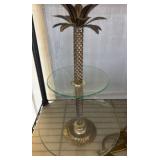 Brass and Glass Palm Tree Stand with Decorative Ra