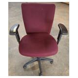 Adjustable Office Chair with Burgundy Upholstery