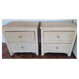 Woven Rattan Two-Drawer Nightstands
