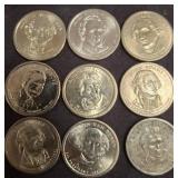 9 U.S. Presidential Dollar Coins