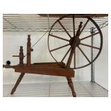 Wooden Spinning Wheel With Turned Detailing