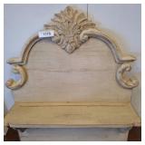 Distressed Wood Wall Shelf with Carved Motif