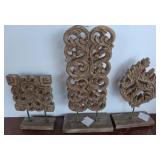 Three Carved Wood Decorative Panels