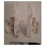 Marble Bookends With Geometric Patterns