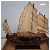 Wooden Model of a Traditional Chinese Junk Ship