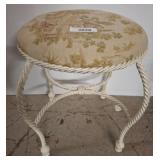 Wrought Iron Stool With Tapestry Upholstered Seat