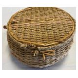 Woven Straw Basket with Floral Lining