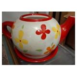 Floral Ceramic Teapot With Matching Saucer