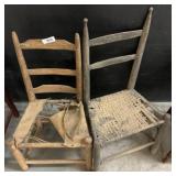 Worn Ladder-Back Wooden Chairs