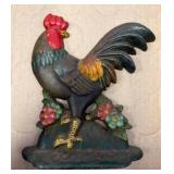 Painted Cast Iron Rooster Door Stop