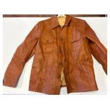 Brown Leather Jacket with Two Front Pockets
