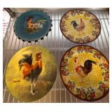 Four Decorative Rooster Plates