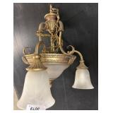 Goldtone Three-Light Ceiling Fixture