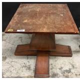 Square Wooden Table With Pedestal Base
