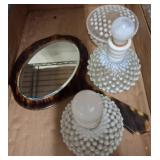 Hobnail Glass Vanity Items and Mirror