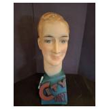 Painted Mannequin Head with 'City Sports' Logo