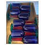 Eight Blue Stemmed Glasses