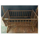 Wooden Spindle Baby Cradle on Rocker Base