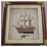 Framed 3D Ship Model of the Mayflower, 16x17