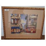 Framed Street Scene Artwork, 30x24in w2